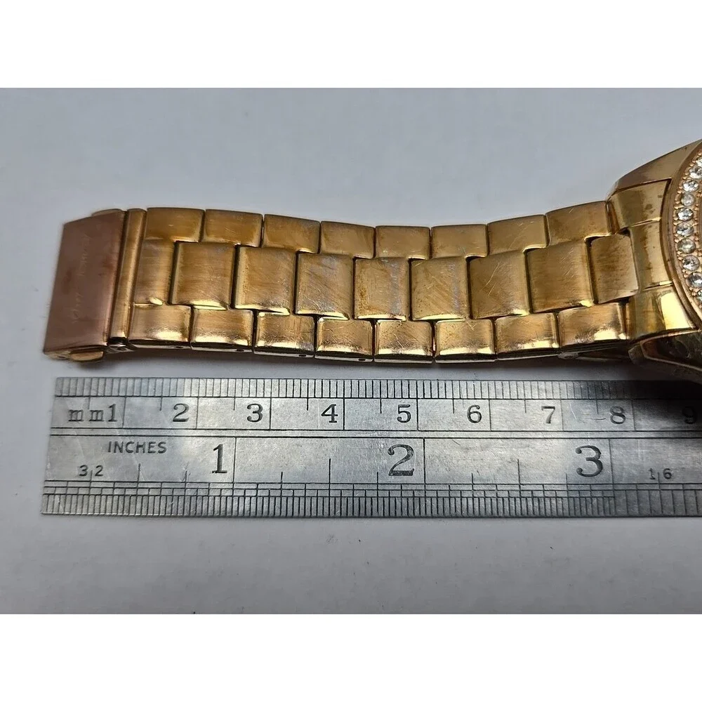 Womens Betsey Johnson 40mm Rose Gold Crystal Bezel Watch New Battery Dress Heart